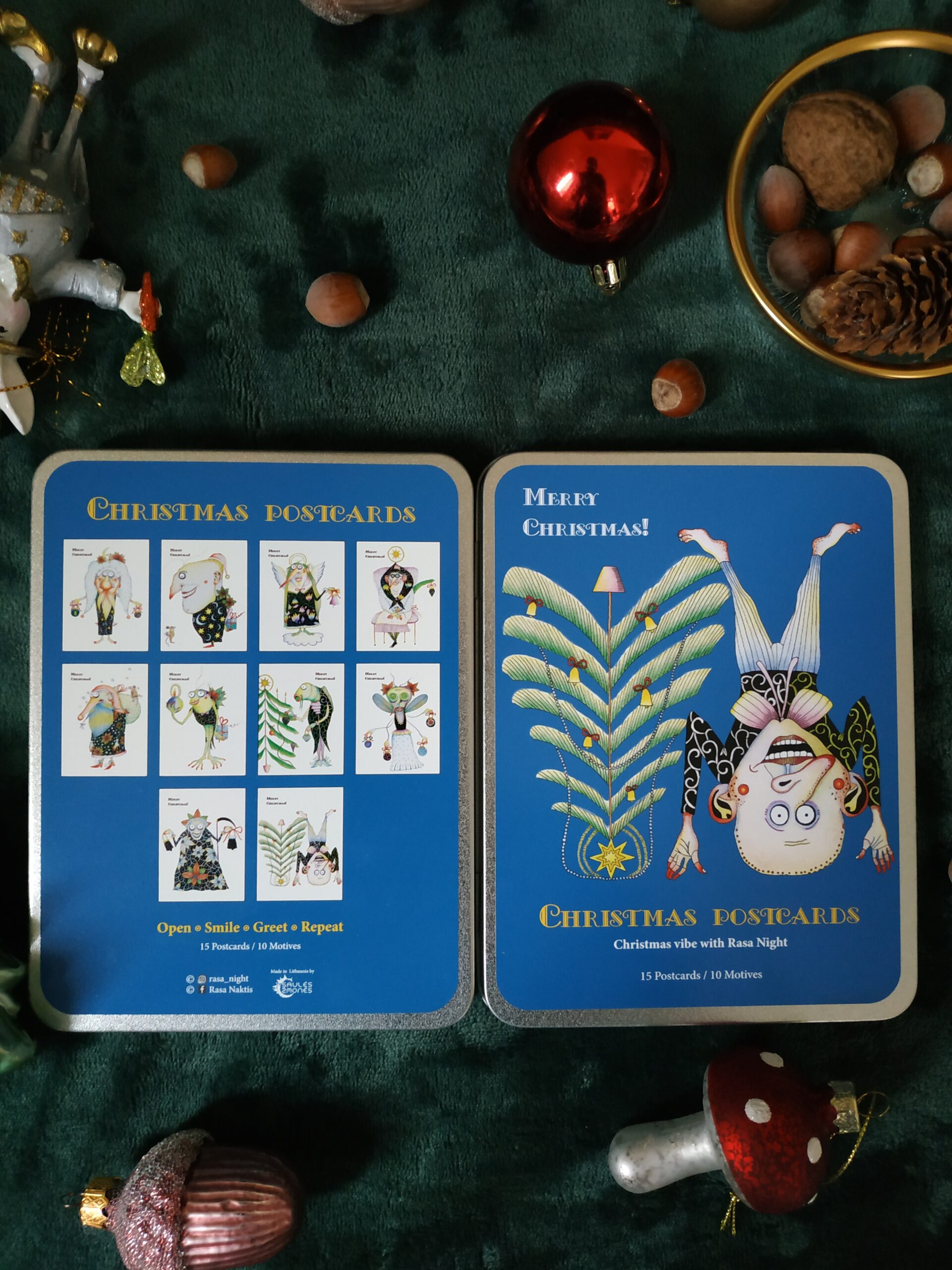 A set of "crazy" Christmas postcards