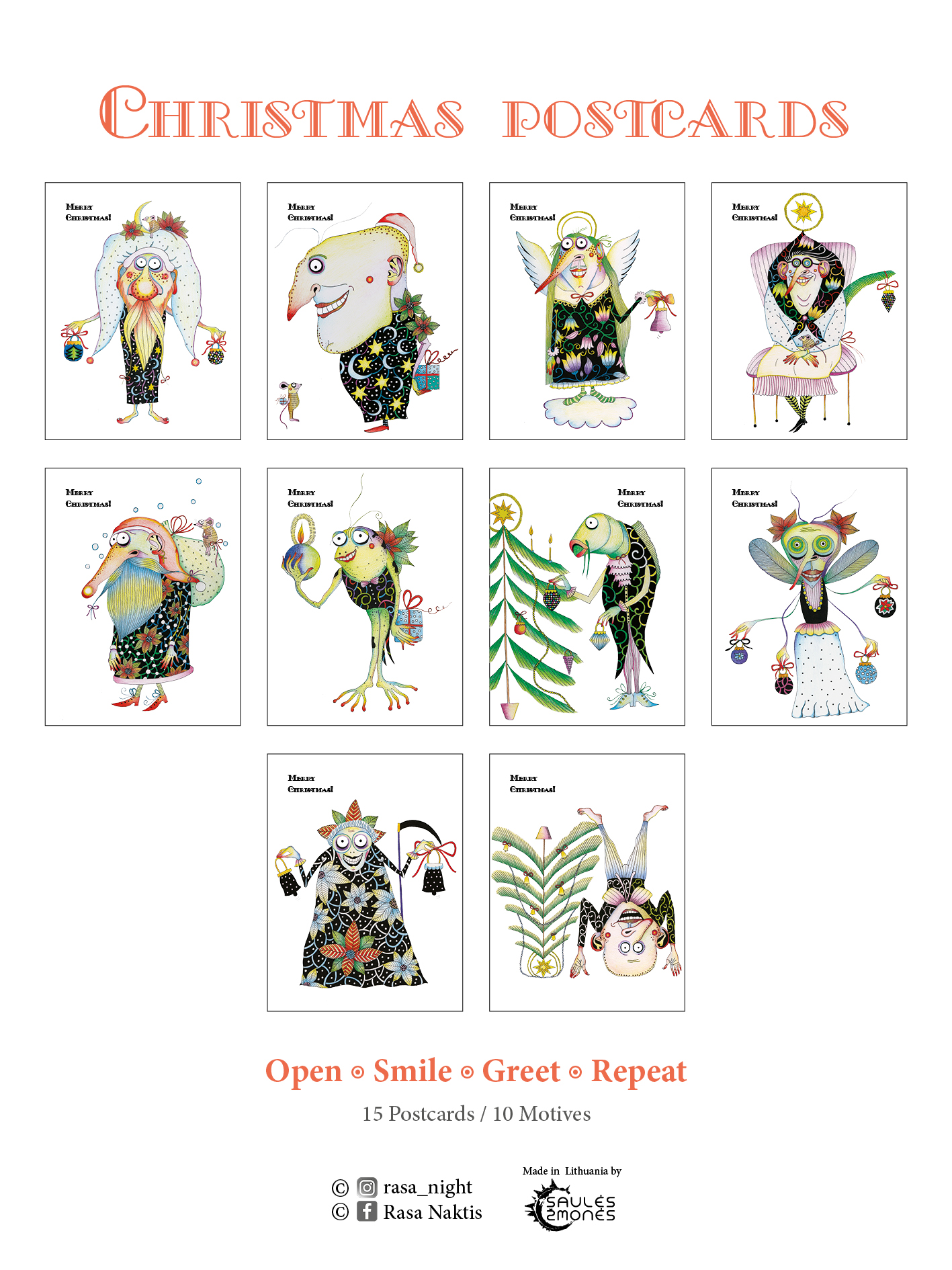 A set of "crazy" Christmas postcards - Image 3
